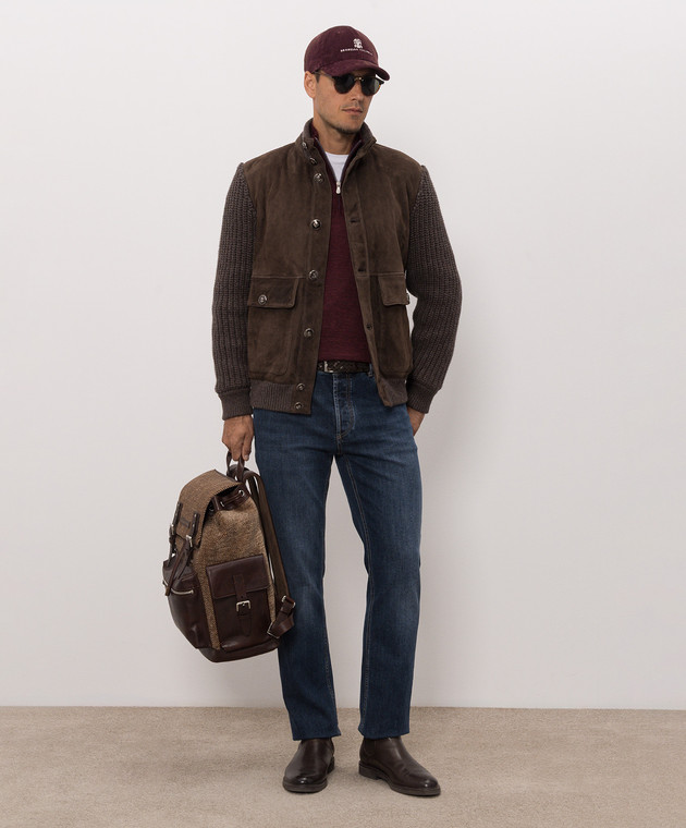 Brunello Cucinelli Бордовый джемпер из кашемира, шелка и льна MSY00124 изображение 2