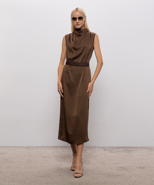 Brunello Cucinelli Коричневое платье миди M0H38A5519 изображение 2