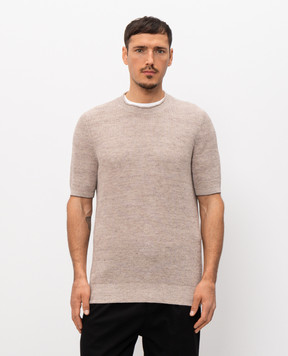 Brunello Cucinelli Бежева в'язана футболка з льоном M2L707710