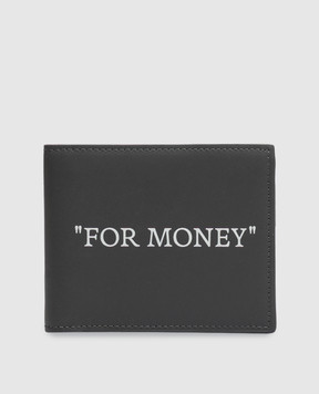 Off-White Серый кожаный портмоне с принтом надписи "For Money" OWMNC22F26LT01