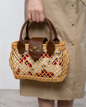 Twinset Бежева плетена сумка з лози 261TD8252