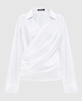 Balmain Белая блуза с драпировкой GF0HU491CG72