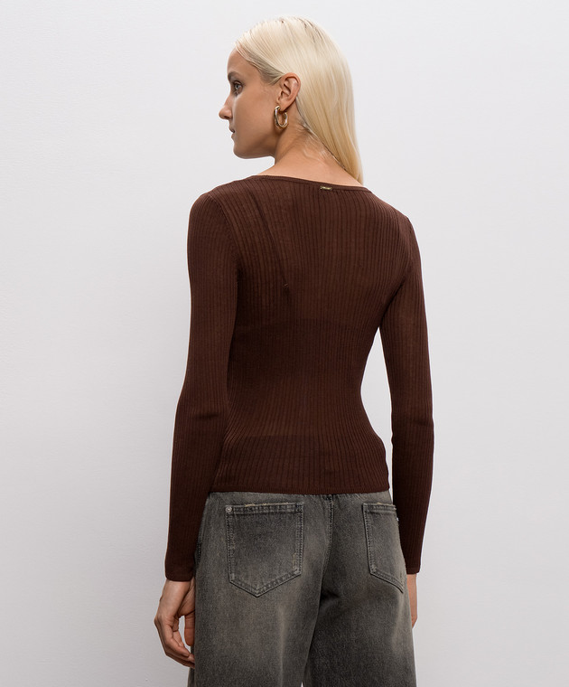 Twinset Коричневий джемпер із шовком подвійної конструкції 262TP3010 зображення 4