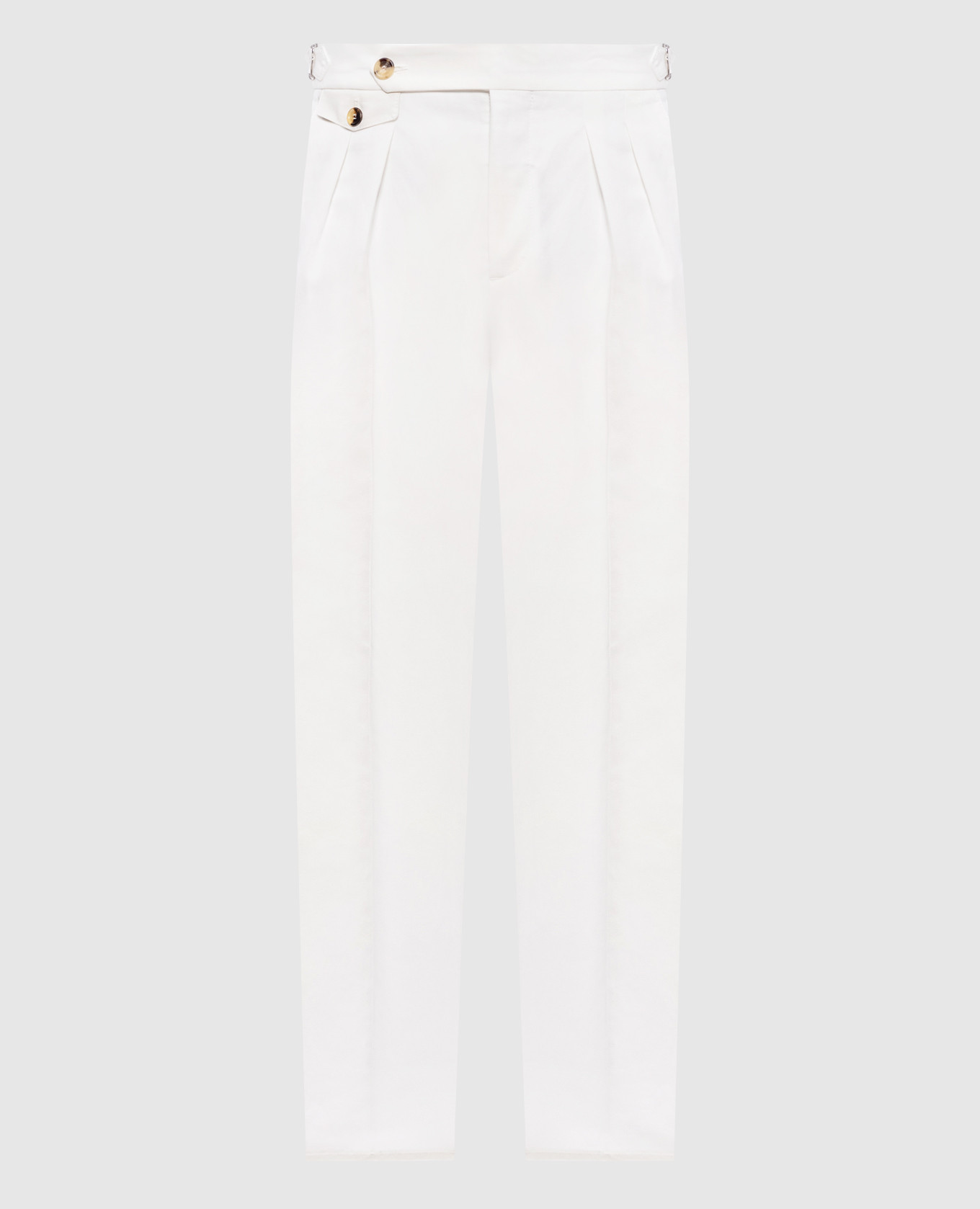 

Белые брюки с льном, Белый, Зауженные брюки