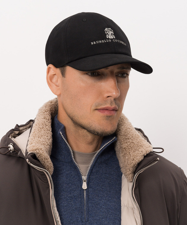 Brunello Cucinelli Чорна кепа з вишивкою M252D9850 зображення 2