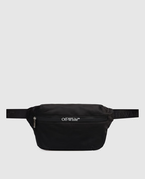 Off-White Черная поясная сумка с принтом логотипа OMNO037C99FAB001