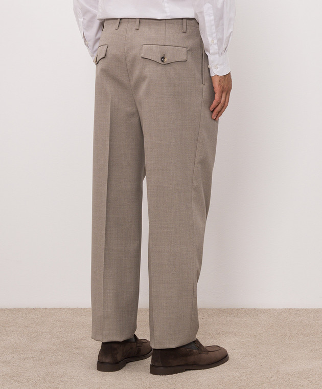 Brunello Cucinelli Бежевые брюки из шерсти ME267S2440 изображение 4