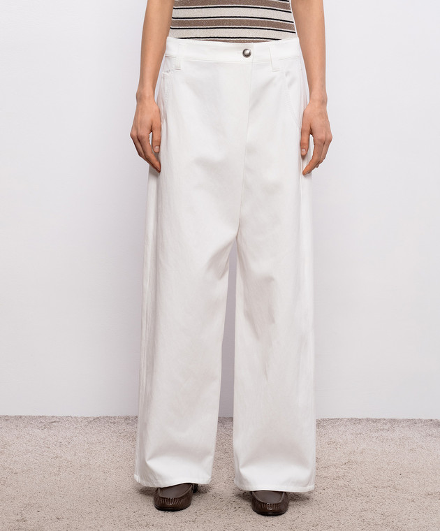 Brunello Cucinelli Білі джинси з ланцюжком моніль ML120P9208 зображення 3