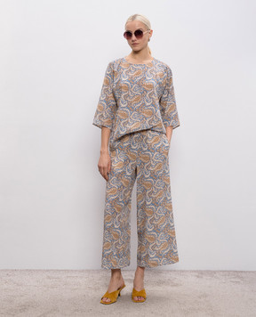 Max Mara Weekend Блакитні кюлоти NIRVANA із шовку WKDNIRVANA