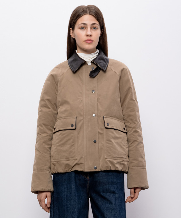 Brunello Cucinelli Пухова куртка бежевого кольору з ланцюжком моніль MG5457551P зображення 3