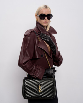 Saint Laurent Черная кожаная сумка LOULOU с логотипом 803541AAEAX