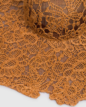 Ermanno Scervino Life Коричневая шляпа в цветочный узор с рафией D484V500ZQP