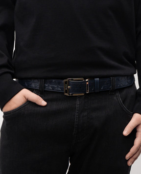 Serapian Синій шкіряний двосторонній ремінь з плетінням SRMOSMBE705135S021