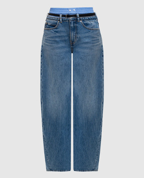 Alexander Wang Синие джинсы-бананы с фактурным логотипом 4DC2264100