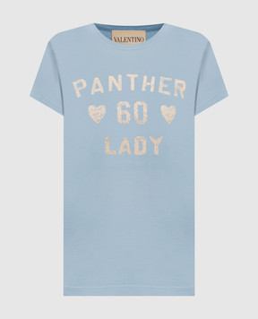 Valentino Голубая футболка Panther Lady с винтажным эффектом 8B3MG24Y9GL