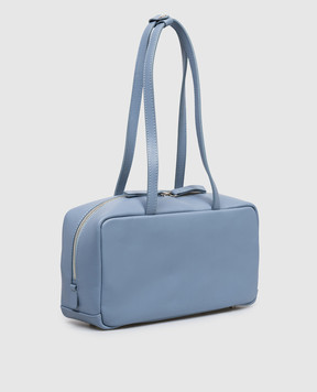 Christian Villa Блакитна шкіряна сумка з принтом логотипа 06497