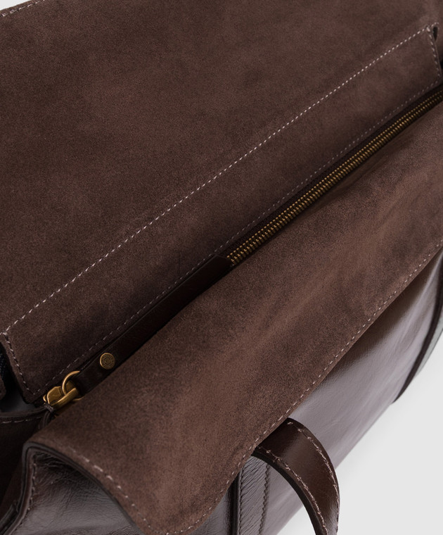 Gianni Chiarini Коричневая кожаная глянцевая сумка-тоут Marghe BS11981RALPHCM изображение 4