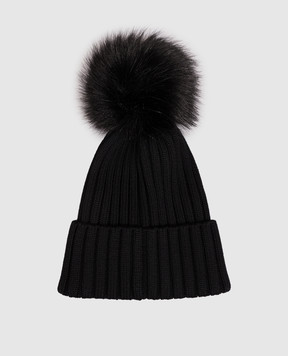 Moncler Черная шапка из шерсти с помпоном L20933B00039M1131