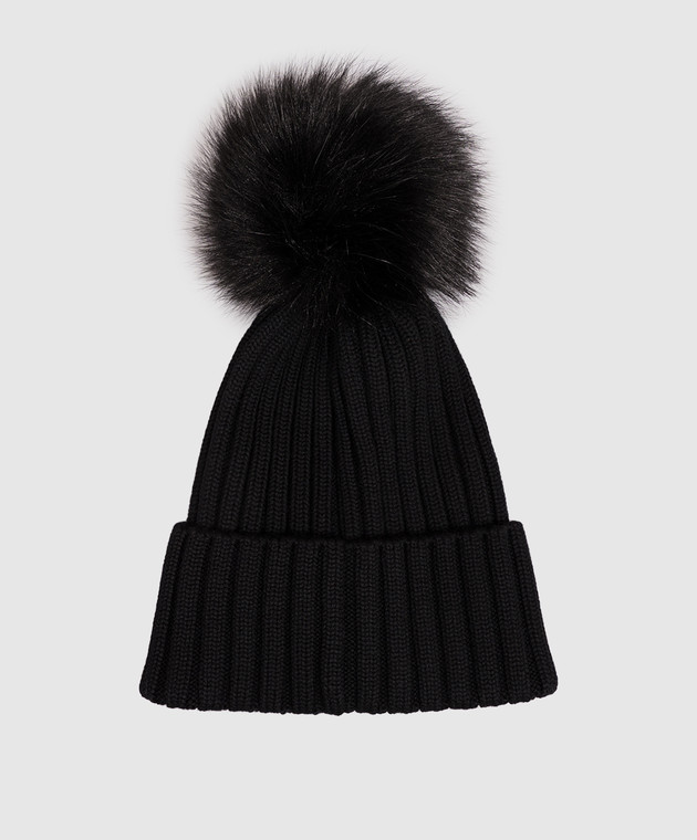 Moncler Черная шапка из шерсти с помпоном L20933B00039M1131 изображение 3