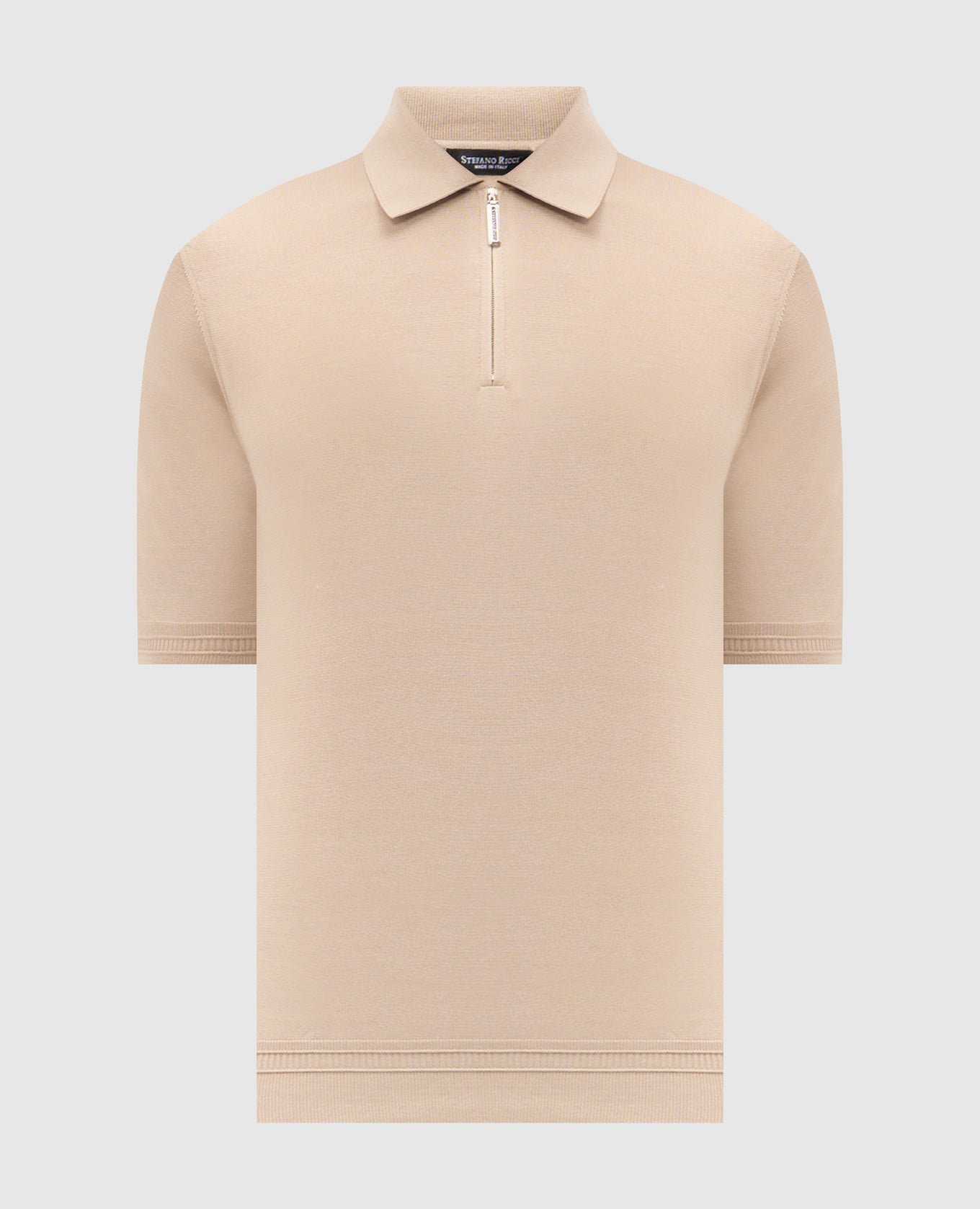 Бежевое поло из шелка
