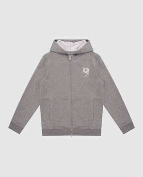Brunello Cucinelli Дитяча сіра спортивна куртка з принтом BM831E500C