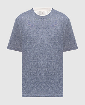 Brunello Cucinelli Синяя футболка с леном MW8357427
