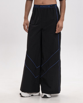 Off-White Чорні спортивні штани з візерунком логотипа 2FH00609B