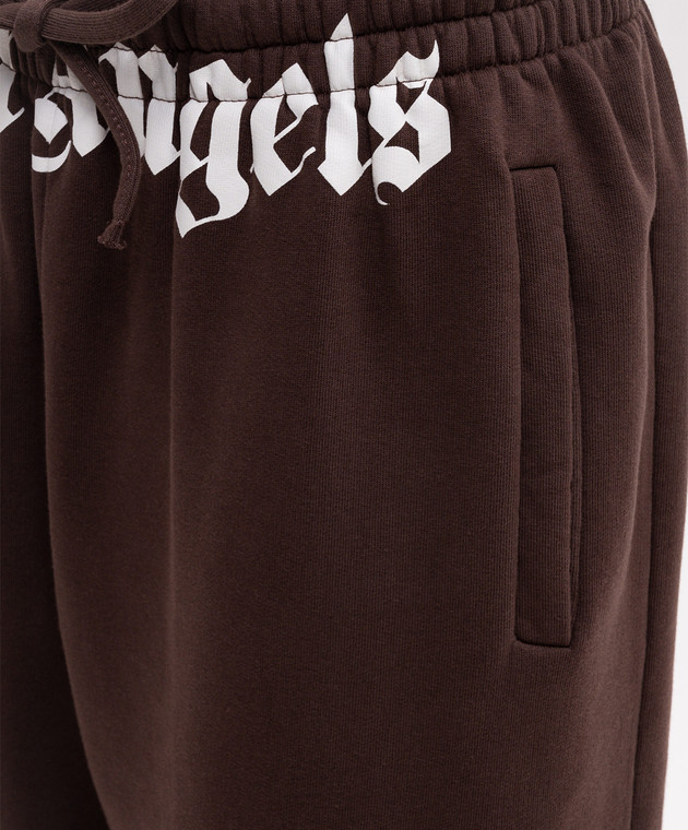 Palm Angels Коричневые спортивные брюки с принтом PAMCH001FL002w изображение 4