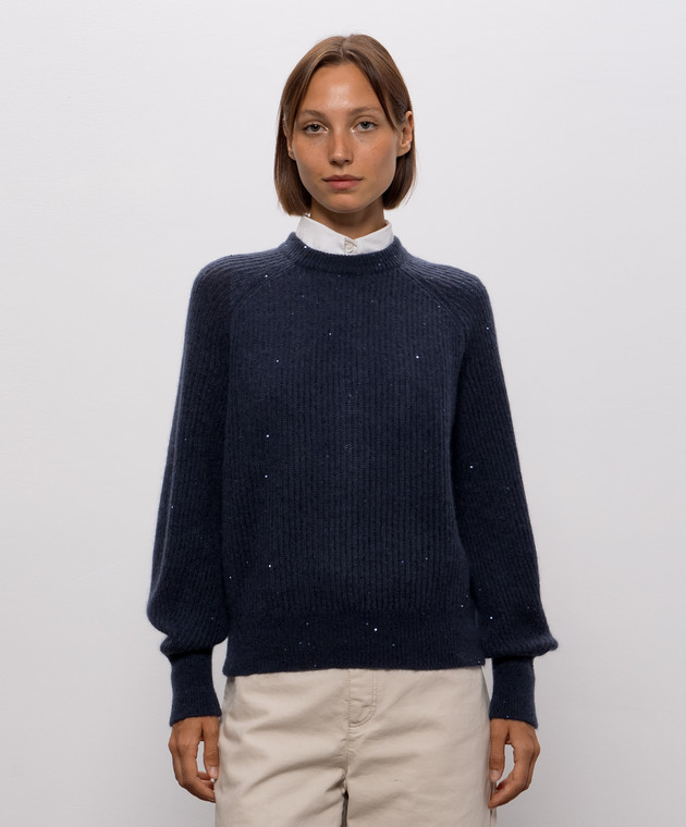 Brunello Cucinelli Синий свитер с шерстью MPG737800 изображение 3