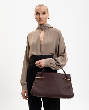 Givenchy Бордова шкіряна сумка-тоут PINCH з логотипом BB5157B2DG