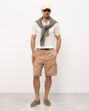 Brunello Cucinelli Поло кольору айворі в геометричний візерунок M29806505P