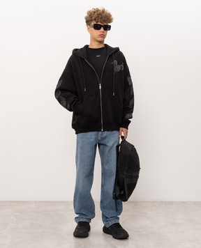 Off-White Сині джинси з брендовою вишивкою 44MYA19DF26D004
