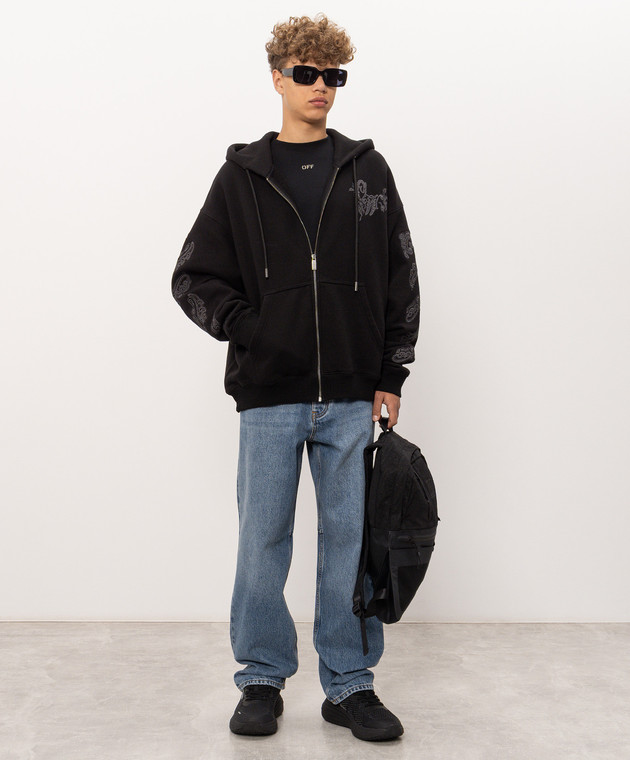 Off-White Чорна спортивна куртка Paisley 44MBE015F26F005 зображення 2