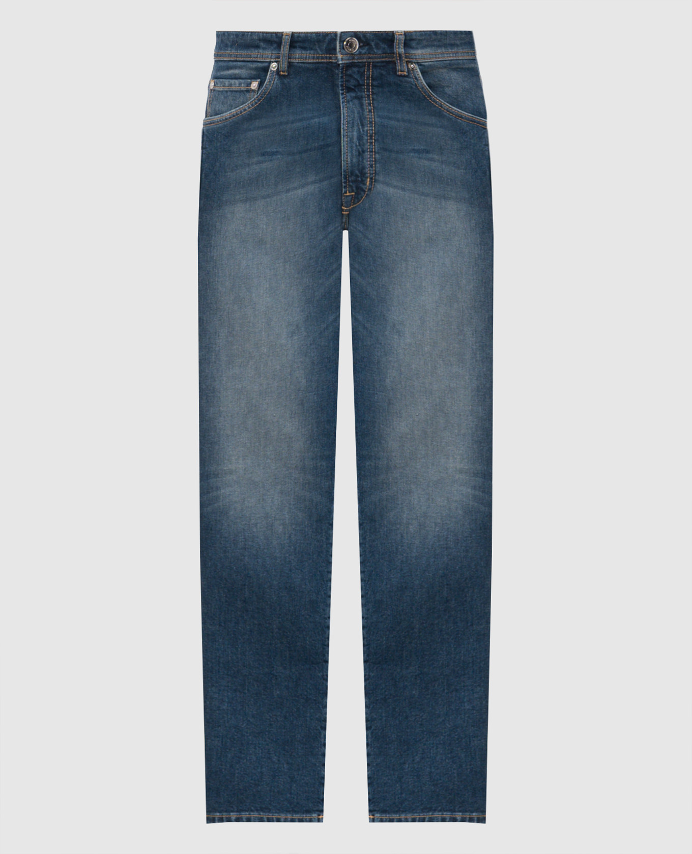 

Синие джинсы с эффектом потертости, Синий, Прямые джинсы