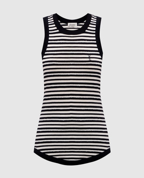 Saint Laurent Майка в смужку з вишивкою Cassandre 743660Y37KT