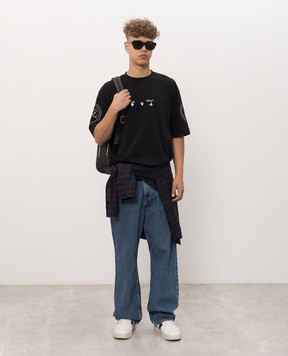 Off-White Черная футболка с принтом Ne i Ghbourhood 44MAA120F26J006