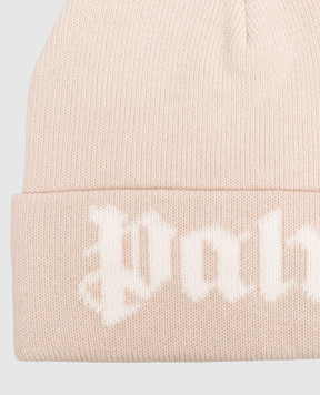 Palm Angels Дитяча бежева шапка з візерунком логотипа F6PAJBHT227