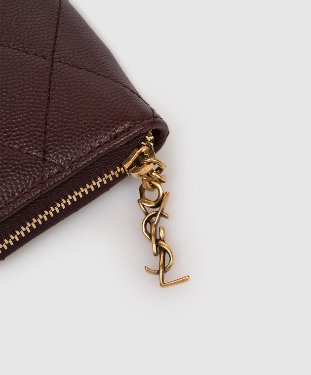 Saint Laurent Бордовый кожаный стеганный портмоне Cassandre 862443AAGA8 изображение 4