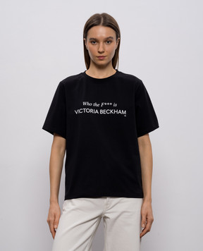 Victoria Beckham Чорна футболка з написом 1424JTS005949A