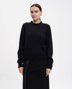 Jil Sander Чорний светр з вовни з паєтками J03GP0183J14819