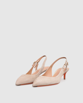 Santoni Бежевые замшевые слингбеки WDLQ71407HA2NMGD