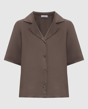 Peserico Коричневая блуза прямого кроя A0640606638