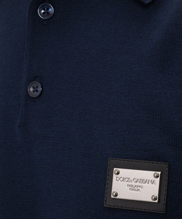Dolce&Gabbana Голубое поло из шерсти с патчем логотипа GXO38TJDVGE изображение 5