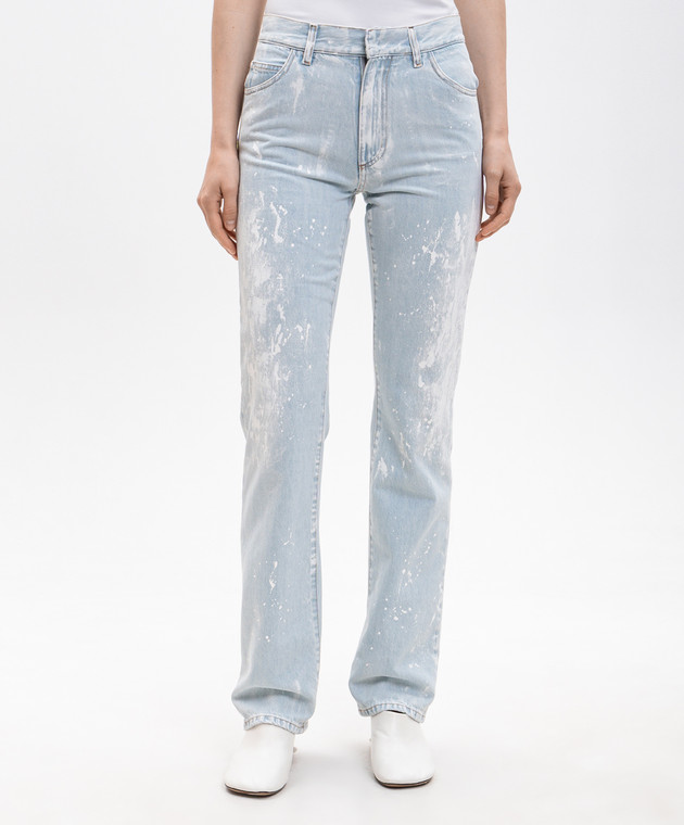 Maison Margiela MM6 Голубые джинсы с принтом в виде пятен краски S62LB0216M30055 изображение 3