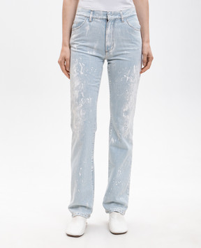 Maison Margiela MM6 Голубые джинсы с принтом в виде пятен краски S62LB0216M30055