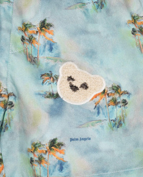 Palm Angels Детские голубые шорты в принт PBX8001S26FAB001