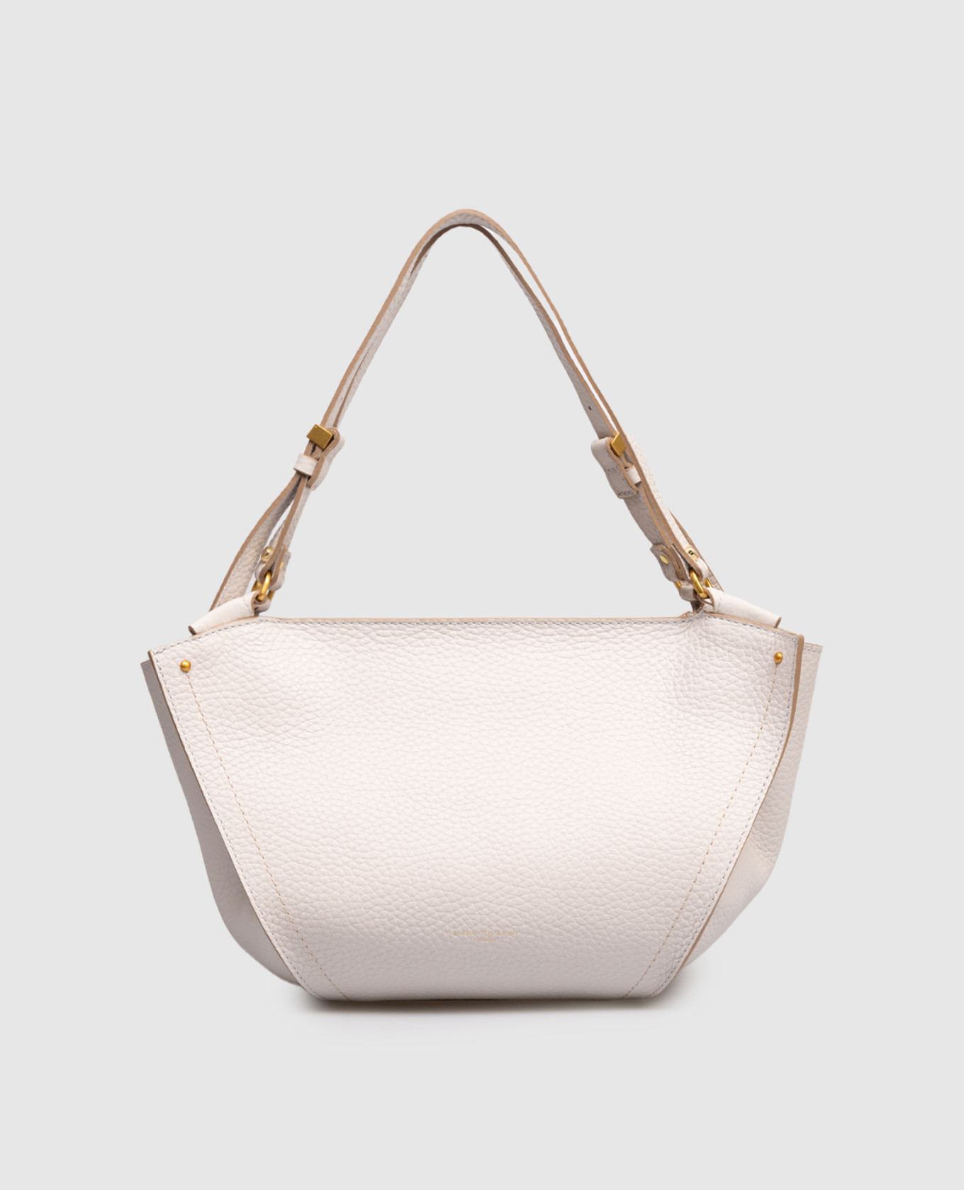 Бежевая кожаная сумка-тоут Bloom с принтом логотипа