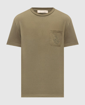 Trussardi Футболка кольору хакі з принтом G0298100128NMTS12J02