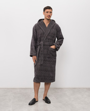 Missoni Home Сірий махровий халат Chalk в брендовий візерунок 1D3AC99718