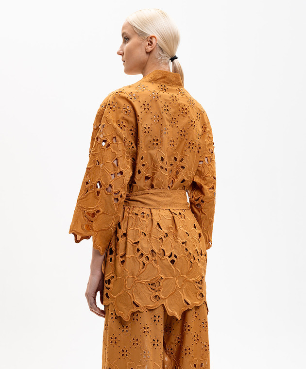 Ermanno Scervino Life Коричневе ажурне кімоно з вишивкою D484Q608QYD зображення 4